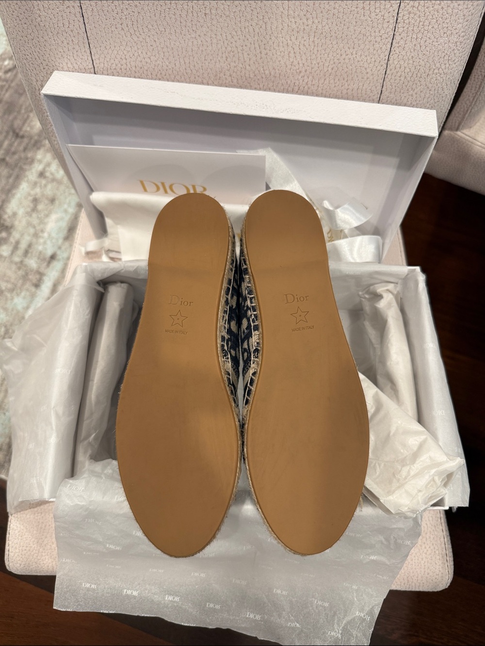 Christian Dior  Granville Deep Blue & Beige Monogram Espadrilles - Picture 13 of 13